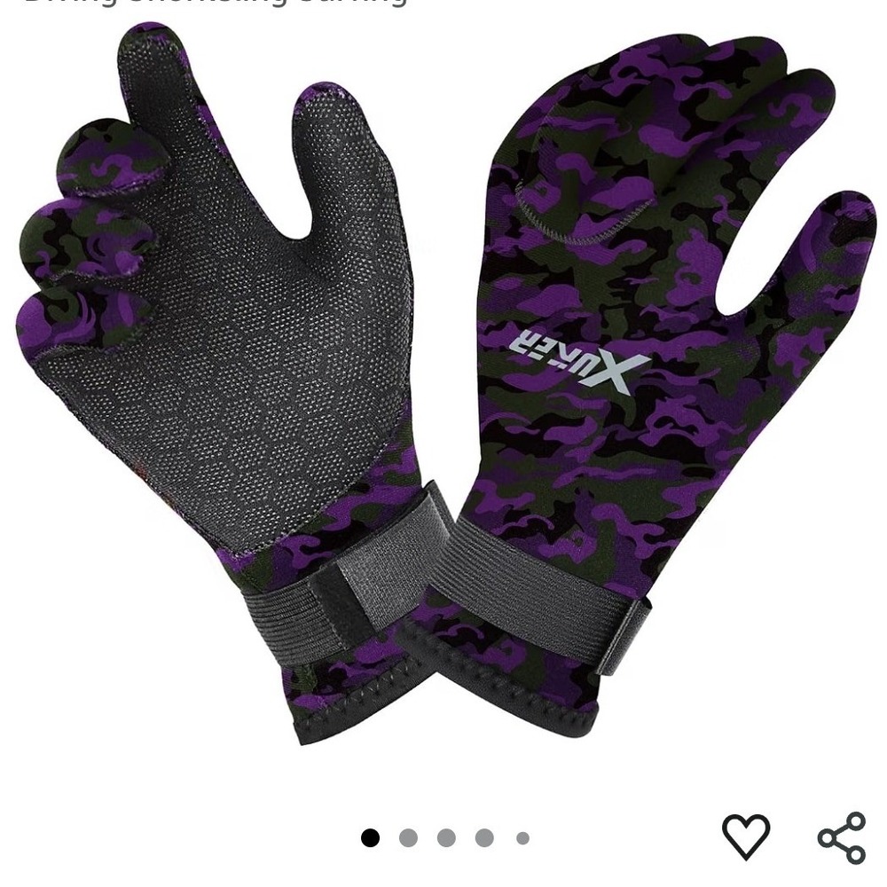 NWT XUKER Neoprene Water Gloves, Winter Fleece-Lined 3mm Snorkeling, surfing, M